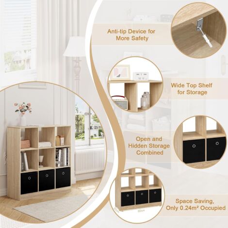 WOLTU 9 Cube Storage Unit Cabinet Bookcase Display Shelves- Light Oak
