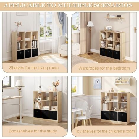 WOLTU 9 Cube Storage Unit Cabinet Bookcase Display Shelves- Light Oak