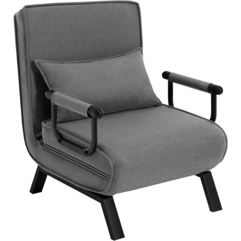 WOLTU Convertible Sofa Bed 3-in-1 Arm Chair Folding Recliner Sleeper Single Bed for Adults, Dark Grey
