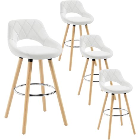 WOLTU  Bar Stools Set of 4 Breakfast Counter Chairs Modern High Stools for Kitchen Home Bar Restaurant, White