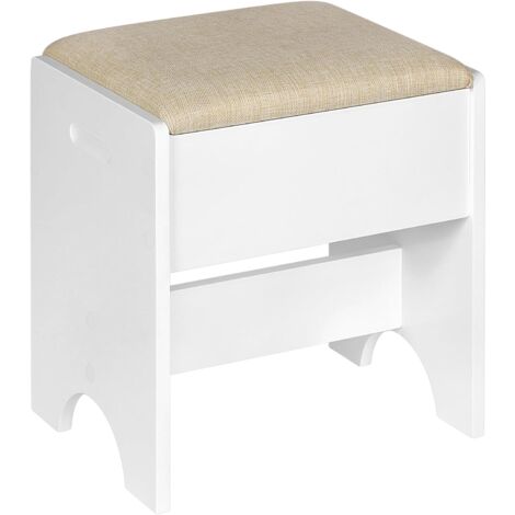 WOLTU Dressing Table Stool Cushioned Stool Seat Bedroom Makeup Stool, Beige + White