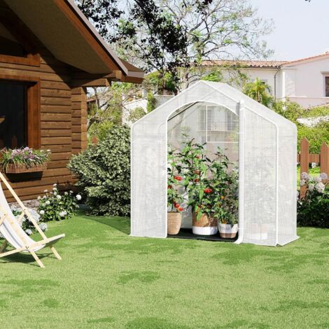 WOLTU Small Greenhouse, Walk in Greenhouse, Garden Greenhouse, 200x80x200cm, White