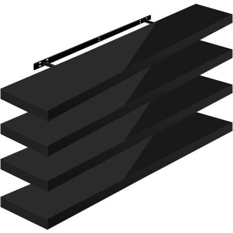 WOLTU 4x High Gloss Wall Storage Shelf CD Media Storage Rack 110 x 22.9 x 3.8 cm Black