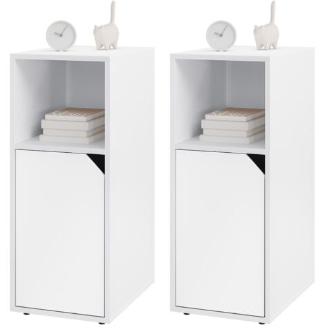 WOLTU 2x Bedside Tables Cabinet Slim Side Table Bedroom Furniture Nightstand Storage White