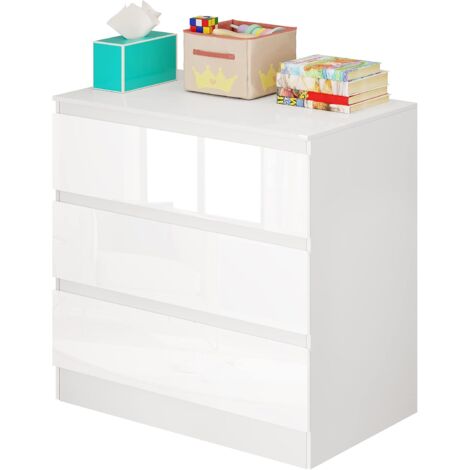 WOLTU Modern 3 Drawer Chest of Drawers Bedroom 80 x 48 x 78 cm, White