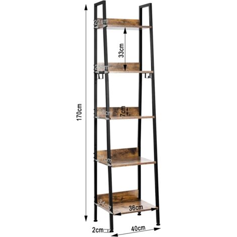 WOLTU Bookshelf Bookcase Storage Rack Standing Shelf 5-Tier Ladder Bookcase for Home, Living Room, Bedroom, Office