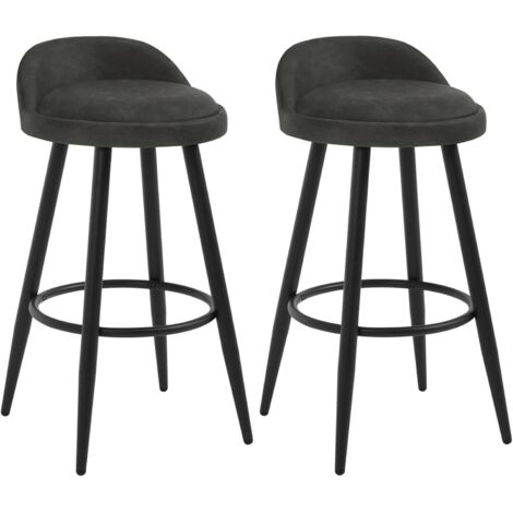 WOLTU Set of 2 Bar Stools in Faux Leather Bar Chairs with Low Back and Footrest Modern Counter Stools, Anthracite
