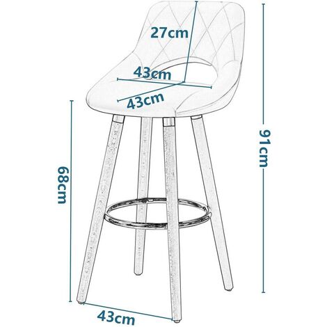 WOLTU Breakfast Kitchen Counter bar stools chairs Wood Legs barstools High stools Black