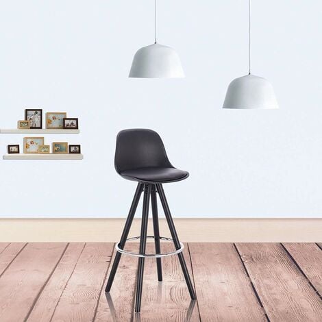 WOLTU bar stools chairs Set of 2pcs barstools Breakfast Kitchen Counter Wood Leg Black