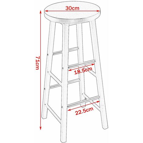 WOLTU 2 x bar stools Retro Breakfast Kitchen Bar High chairs MDF Seat Metal Legs Dark Beech