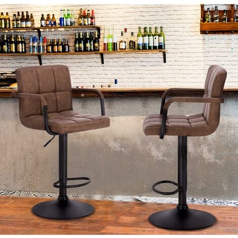 WOLTU 2X bar stools chairs Breakfast stools Kitchen PU Leather Adjustable Swivel Dark Brown
