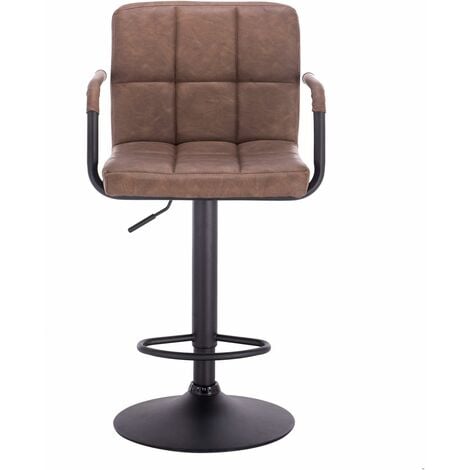 WOLTU 2X bar stools chairs Breakfast stools Kitchen PU Leather Adjustable Swivel Dark Brown