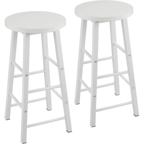 WOLTU 2 x bar stools Retro Breakfast Kitchen Bar High chairs MDF Seat Metal Legs White