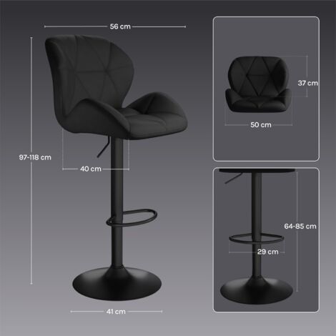 WOLTU bar stools chairs Dining Kitchen Counter velvet stools Swivel Gas Lift Black