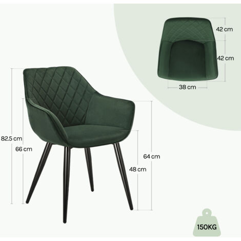 WOLTU dining chairs Kitchen chairs Velvet Padded Seat chairs Arms Counter Lounge Green
