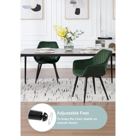 WOLTU dining chairs Kitchen chairs Velvet Padded Seat chairs Arms Counter Lounge Green
