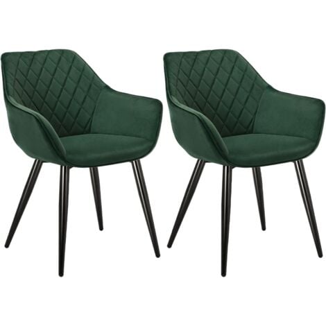 WOLTU Set of 2 dining chairs Kitchen Side Velvet Seat. Reception chairs Armchairs Green