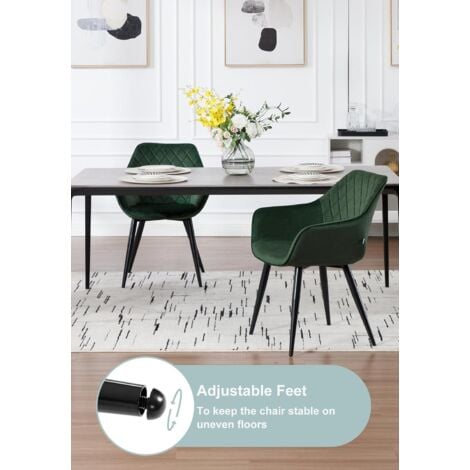 WOLTU Set of 2 dining chairs Kitchen Side Velvet Seat. Reception chairs Armchairs Green