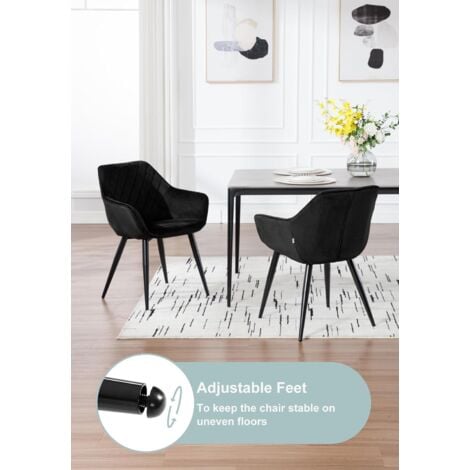 WOLTU dining chairs Kitchen chairs Velvet Padded Seat chairs Arms Counter Lounge Black