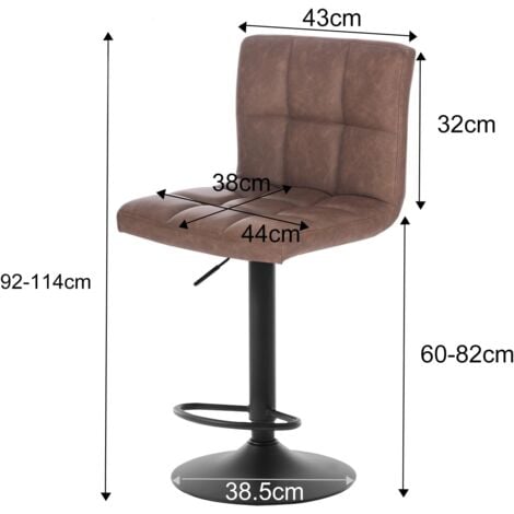 WOLTU 2x bar stools Bar chairs Breakfast stools for Kitchen Faux PU Adjustable Swivel Dark Brown