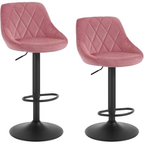 WOLTU bar stools Bar chairs Breakfast Dining stools 2 pcs Velvet Exterior Pink