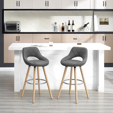 WOLTU Breakfast Kitchen Counter bar stools chairs Wood Legs barstools High stools Dark Grey