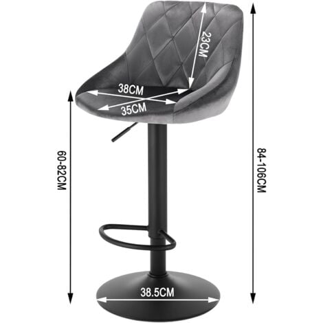 WOLTU bar stools Bar chairs Breakfast Dining stools 2 pcs Velvet Exterior Dark Grey