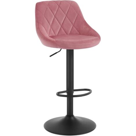 WOLTU 1x Breakfast bar stools Bar chairs Kitchen bar stools with Velvet Swivel Gas Pink