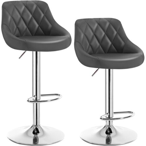 WOLTU 2 pcs bar stools chairs Breakfast Dining stools chairs for Kitchen Adjustable Grey