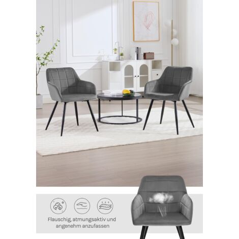 WOLTU Kitchen Dining Velvet chairs Bedroom chairs Living Room Backrest chairs Dark Grey