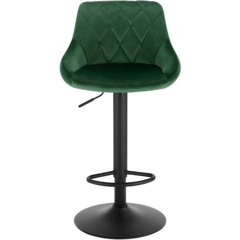 WOLTU 1x Breakfast bar stools Bar chairs Kitchen bar stools with Velvet Swivel Gas Green