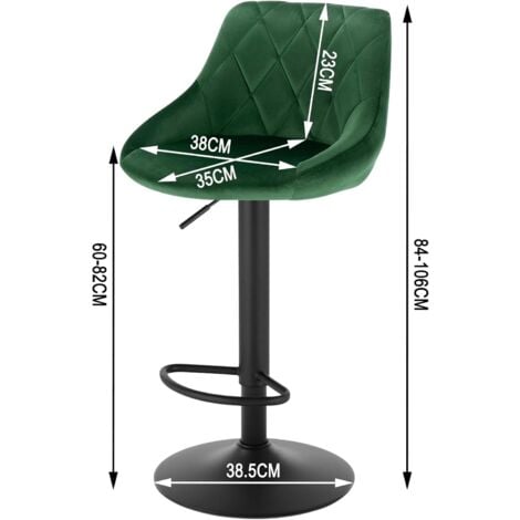 WOLTU 1x Breakfast bar stools Bar chairs Kitchen bar stools with Velvet Swivel Gas Green