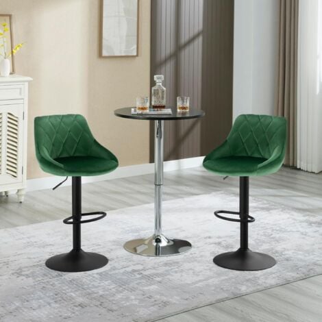 WOLTU 1x Breakfast bar stools Bar chairs Kitchen bar stools with Velvet Swivel Gas Green
