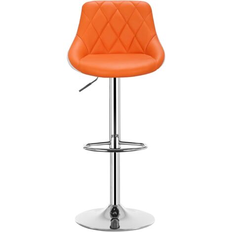 WOLTU 1 pcs bar stools Faux Leather Kitchen stools barstools Seat Adjust 60-82cm Orange