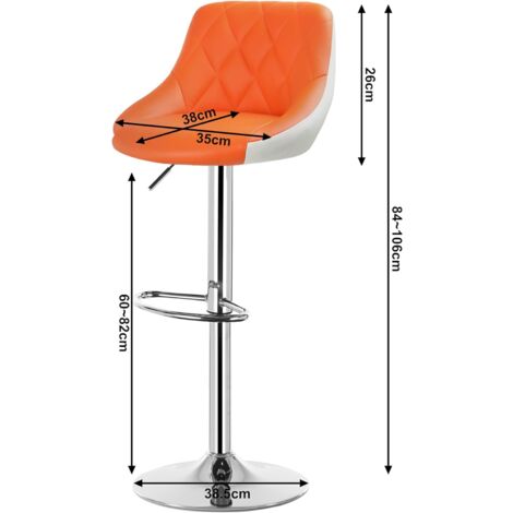 WOLTU 1 pcs bar stools Faux Leather Kitchen stools barstools Seat Adjust 60-82cm Orange