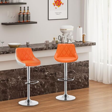 WOLTU 1 pcs bar stools Faux Leather Kitchen stools barstools Seat Adjust 60-82cm Orange
