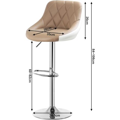 WOLTU 1 pcs bar stools Faux Leather Kitchen stools barstools Seat Adjust 60-82cm Khaki