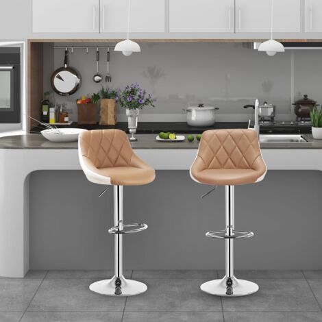WOLTU 1 pcs bar stools Faux Leather Kitchen stools barstools Seat Adjust 60-82cm Khaki