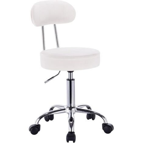 WOLTU Faux Leather Gas Lift Swivel chairs stools Swivel Working chairs with Back White