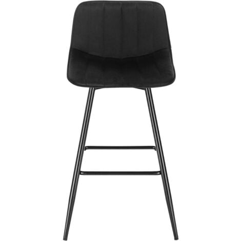 WOLTU 1x Bar Stool Velvet Padded Seat Metal High Legs Kitchen Home living Room Black