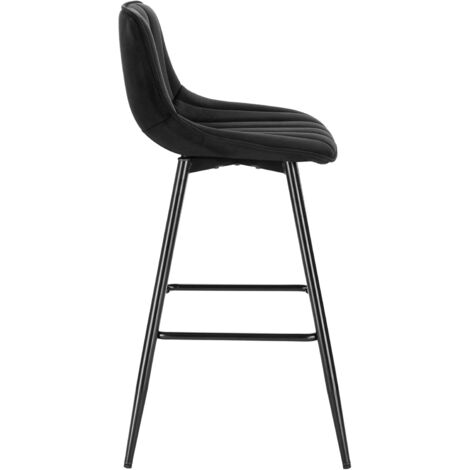 WOLTU 1x Bar Stool Velvet Padded Seat Metal High Legs Kitchen Home living Room Black