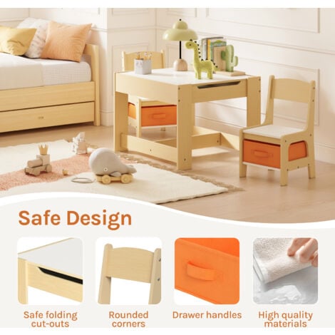 WOLTU Table with 2 chairs Wooden Kids' Children's Desk Set Boys Girls Play