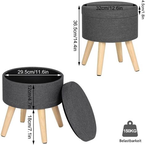 WOLTU Folding Ottoman Storage Box Pouffe Seat stools Home chairs Footstools Storage Dark Grey