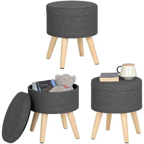 WOLTU Folding Ottoman Storage Box Pouffe Seat stools Home chairs Footstools Storage Dark Grey