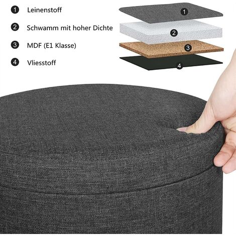 WOLTU Folding Ottoman Storage Box Pouffe Seat stools Home chairs Footstools Storage Dark Grey