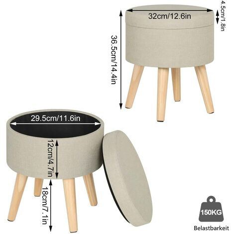 WOLTU Folding Ottoman Storage Box Pouffe Seat stools Home chairs Footstools Storage Cream