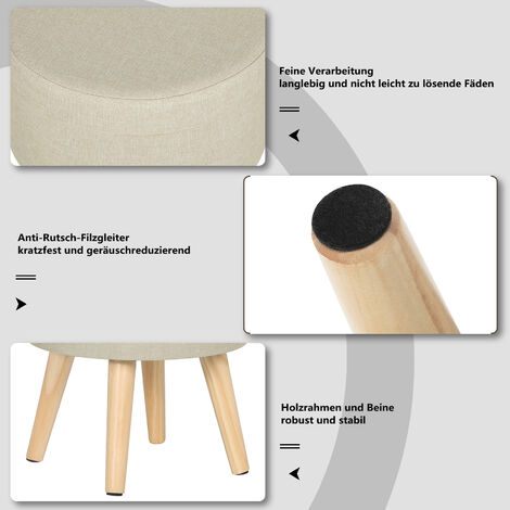 WOLTU Folding Ottoman Storage Box Pouffe Seat stools Home chairs Footstools Storage Cream