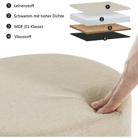 WOLTU Folding Ottoman Storage Box Pouffe Seat stools Home chairs Footstools Storage Cream