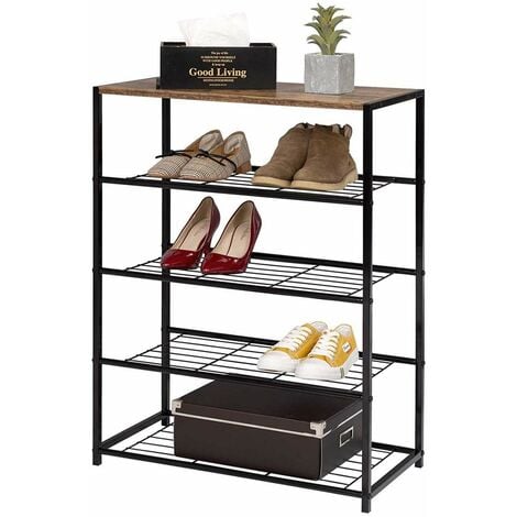 WOLTU 4 Tiers Shoe Rack Stand Compact Space Saving Storage Organiser Shelf Oak