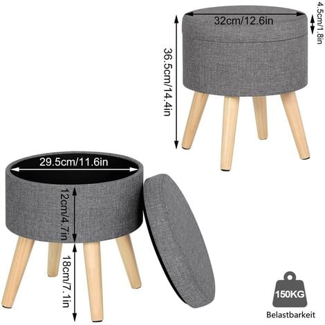 WOLTU Folding Ottoman Storage Box Pouffe Seat stools Home chairs Footstools Storage Light Grey